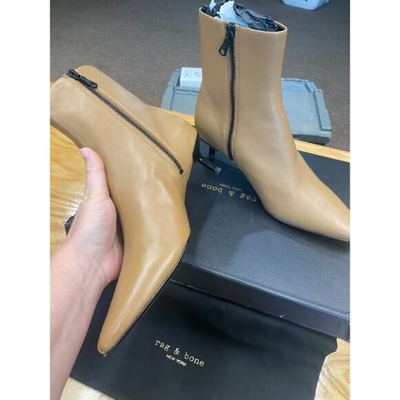 Rag & Bone New York Ankle Boots $595 8.5 Beige Leather Square Toe Bootie S23 - Picture 2 of 9